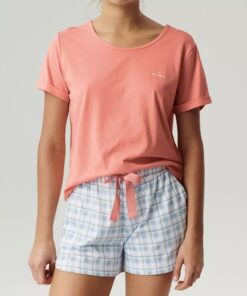 krótka piżama damska koral