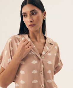 piżama damska rozpinana góra piaskowy beż