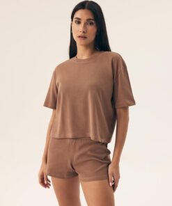 krótka piżama damska henderson kawowa