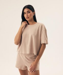 krótka piżama damska henderson beżowa