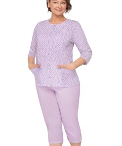 piżama damska rozpinana martel wrzosowa 3/4