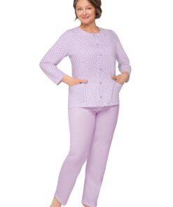 piżama damska rozpinana martel wrzosowa długi rękaw