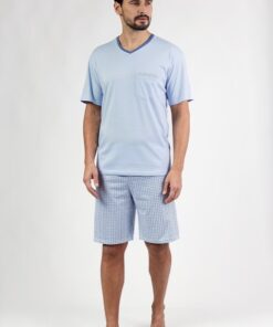 Alternative view of Piżama męska Regina 482 krótka bawełniana błękitna