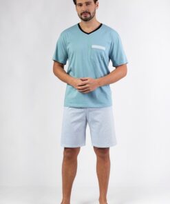 Alternative view of Piżama męska Regina 482 krótka bawełniana turkus