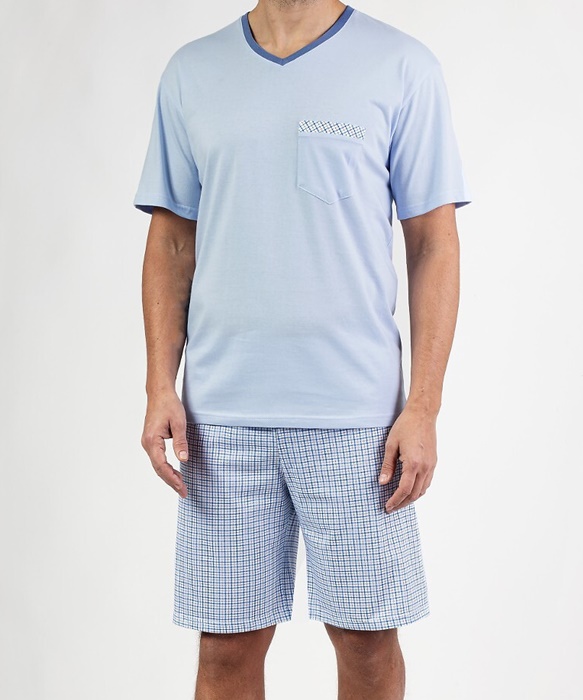 Piżama męska Regina 482 krótka bawełniana błękitna