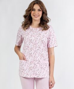 bawełniana piżama damska rozpinana bluzka róż