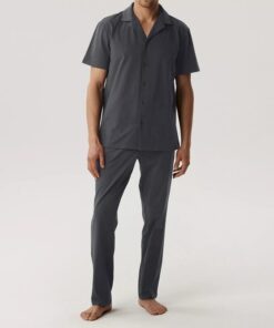 Alternative view of Piżama męska rozpinana Atlantic długie spodnie krótki rękaw szara