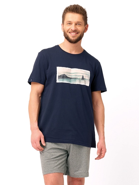 Piżama męska Key MNS 606 B25 krótka granat grafit - obrazek 5