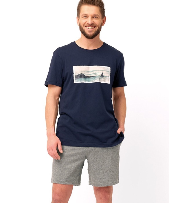 Piżama męska Key MNS 606 B25 krótka granat grafit