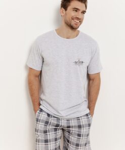 Alternative view of Piżama męska Taro Ralph 3392 krótkie spodnie krata szara