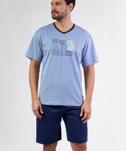 Piżama męska Regina 480 krótkie spodenki niebieska