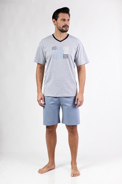 Piżama męska Regina 480 krótkie spodenki szara - obrazek 2