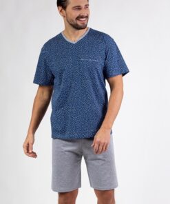 Piżama męska Regina 481 z krótkimi spodenkami niebieska