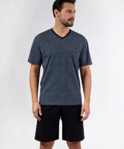 Piżama męska Regina 481 z krótkimi spodenkami grafitowa