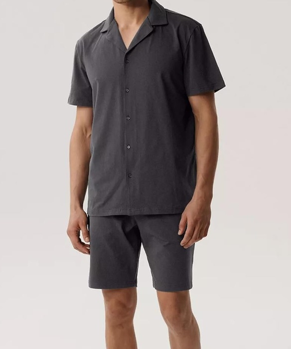 Piżama męska rozpinana Atlantic krótka koszula na guziki szara