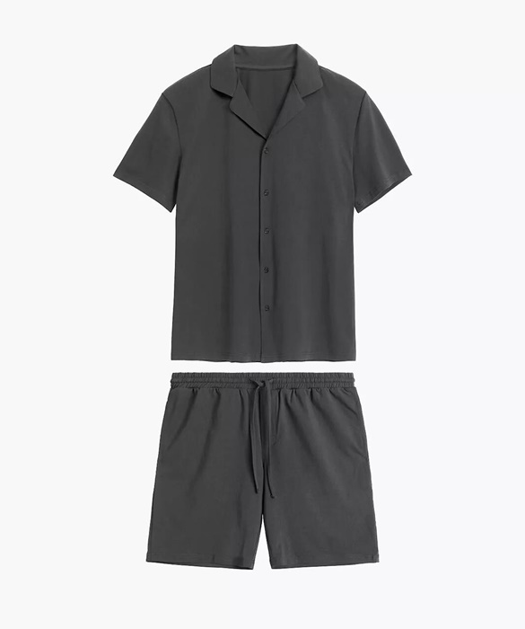 Piżama męska rozpinana Atlantic krótka koszula na guziki szara - obrazek 3