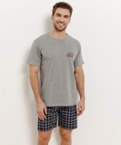 Piżama męska Taro Kyle 3395 krótkie spodnie grafit krata