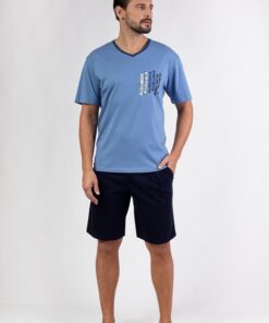 Alternative view of Piżama męska Regina 477 krótka granatowo niebieska