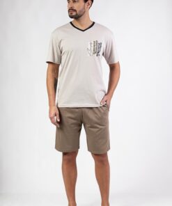 Alternative view of Piżama męska Regina 477 krótka beżowa