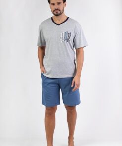 Alternative view of Piżama męska Regina 477 krótka niebiesko szara