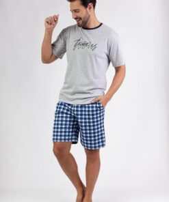 Piżama męska Regina 478 krótki rękaw krótkie spodnie szary