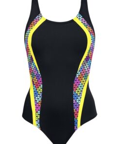 jednoczęściowy kostium kąpielowy czarno żółty