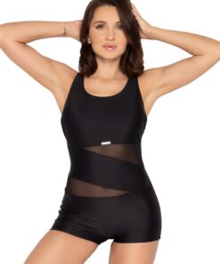 kostium nogawki kąpielowy z szortami czarny