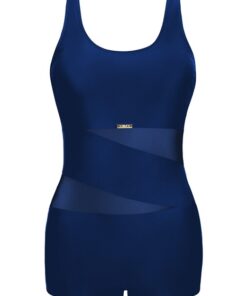 granatowy strój kąpielowy z szortami nogawkami