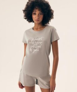 krótka piżama damska henderson szaro zielona