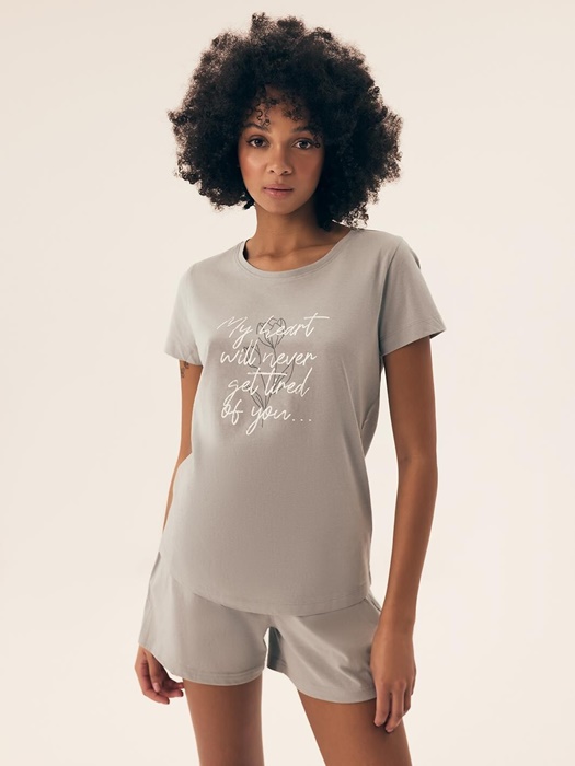 krótka piżama damska henderson szaro zielona