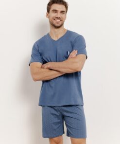 Piżama męska Taro Henry 3397 krótkie spodnie niebieska