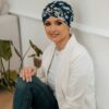 kremoweo granatowy turban po chemioterapii