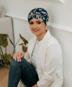kremoweo granatowy turban po chemioterapii