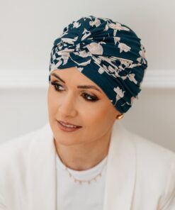 turban elegancki granat kremowy