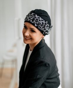 czarno biały turban onkologiczny