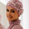 elegancki wrzosowy turban po chemioterapii