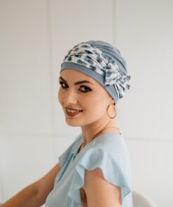jasno niebieski turban po chemioterapii