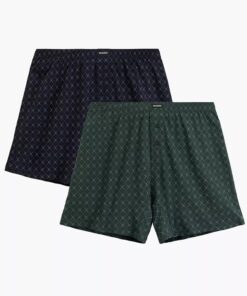 bokserki męskie atlantic 2 sztuki zielony granat bawełna swobodny krój