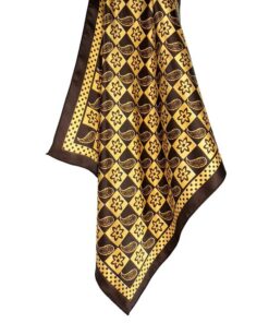 Elegancka Apaszka damska Satynowa 50x50cm brązowo złota