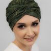 elegancki zielony turban damski po chemioterapii