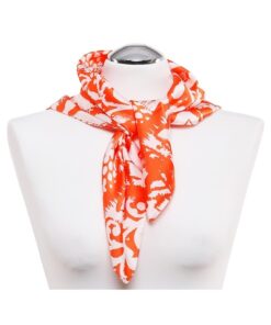 Alternative view of Elegancka Apaszka damska 70x70cm biało pomarańczowa