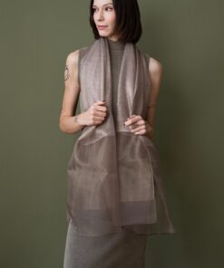 Elegancki Jedwabny Szal damski Błyszczący złoty