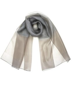 Elegancki Jedwabny Szal damski Błyszczący srebrny