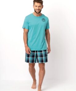 Alternative view of Piżama męska Key MNS 630 krótka morski kratka