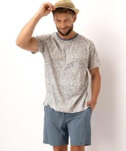 Piżama męska Key MNS 748 krótkie spodnie niebieska fale