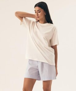 Piżama damska Henderson 42783 Nanda krótka kremowa