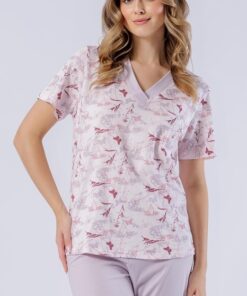 bawełniana piżama damska lila róż