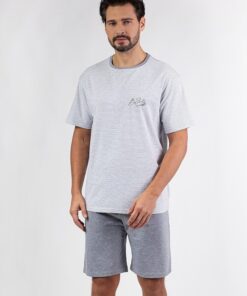 Piżama męska Regina 483 bawełniana krótka szara