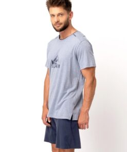 Piżama męska Key MNS 628 A25 krótkie spodnie niebieski granat