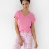 bawełniana piżama damska różowa krótki rękawek